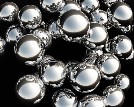 srebrne kule w przestrzeni 3D