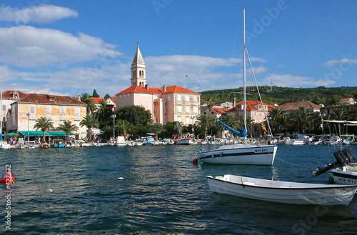boats and a fishing village in croatia