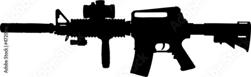 military assault rifle illustration with clipping