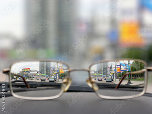 glasses on front panels of car
