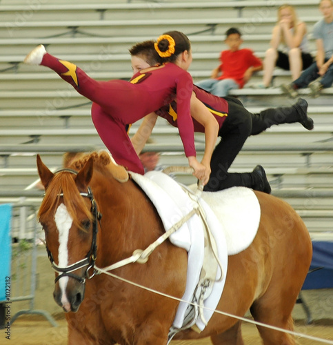 vaulting team perfoming