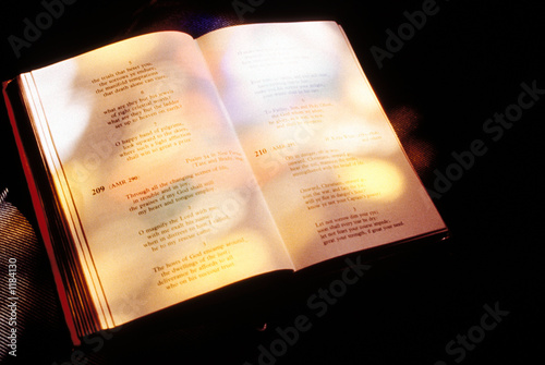 hymnal with stained glass lights