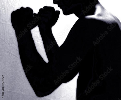 young man shadow boxing