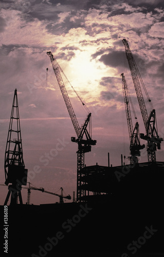 building site sunset