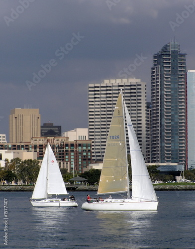 two sailboats on san diego bay