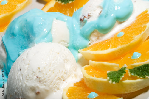 closeup of vanilla ice cream dessert