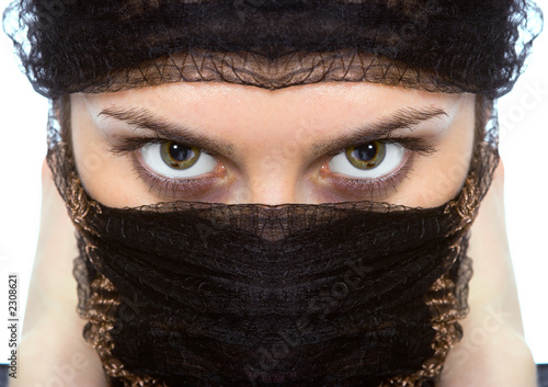 arabian woman close-ups green eye look