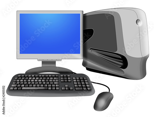 computer with keyboard and mouse rendered atype