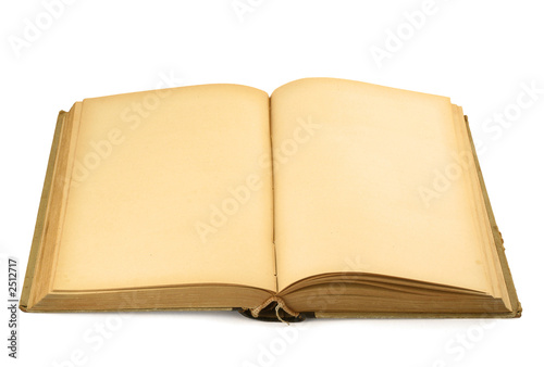 open old blank book on white