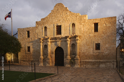 the alamo blazing in the light.