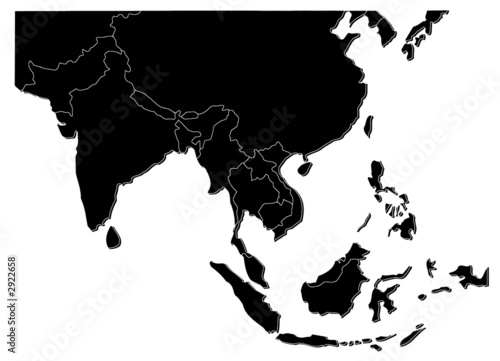 map of asia black
