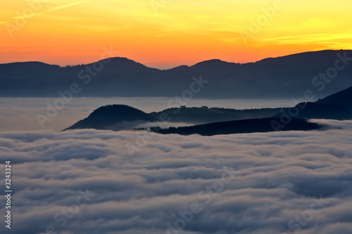 mountains over the fog