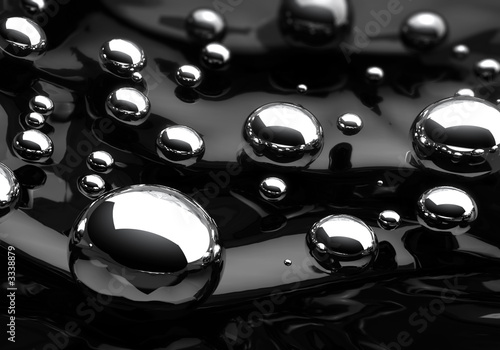 Chrome Spheres on Black Background. 3D illustration
