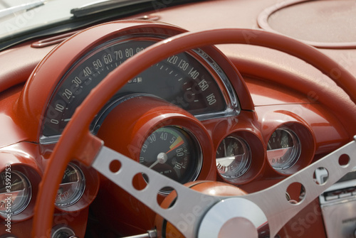 Close up detail of a classic Corvette at a car show