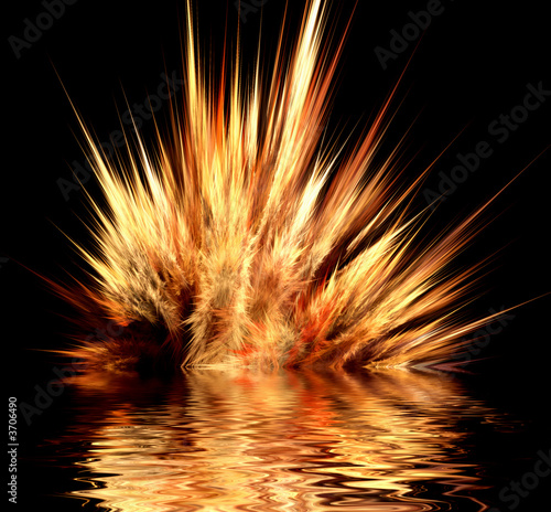 Abstract design of fire explosion in water