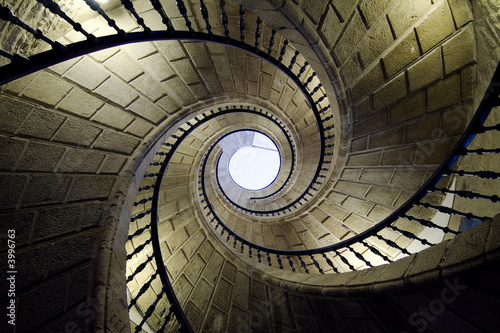 three spiral staircases