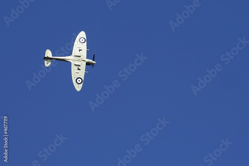 Spitfire against deep blue sky