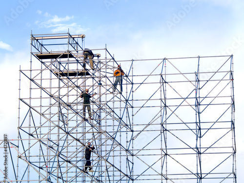Steeplejacks on a scaffold