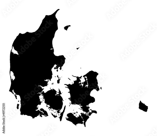 Detailed b/w map of Denmark