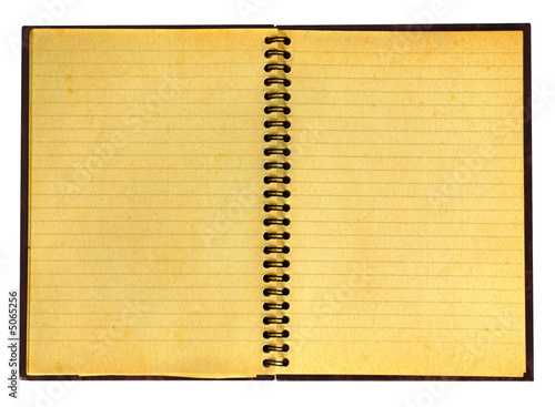 yellowed open notebook