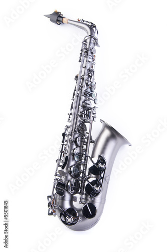rare saxophone shot on white background