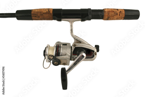 Old isolated fishing rod and reel