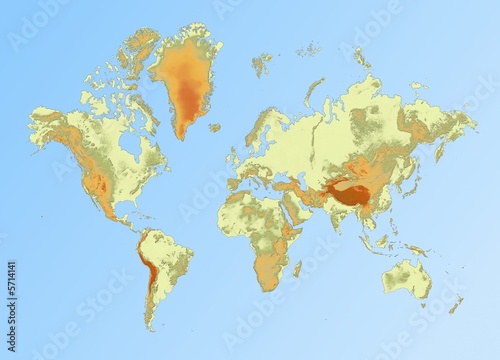 Detailed relief world map