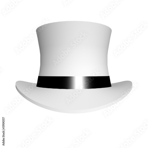 Classic white top hat with black shiny band
