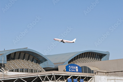 dirty rooftop of beijing airport after sandstorm