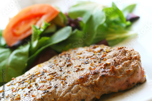 Steak and salad