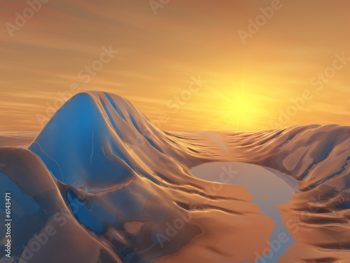 3D Painted Valley Sunrise
