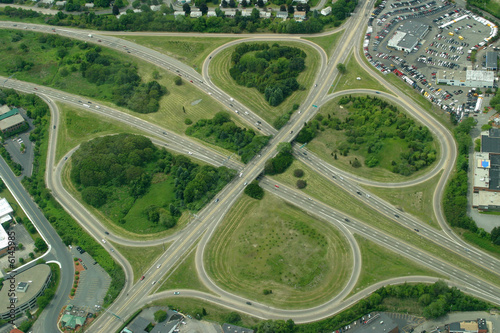 Highway clover leaf interchange.