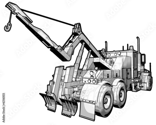 A sketchy schematic illustration of a tow truck.