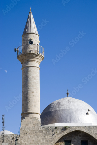 Old mosque and moon