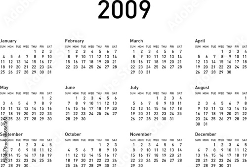 Simple Calendar for 2009 (2009_d1)