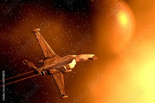 Space war-plane. 3D picture