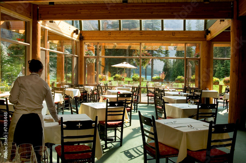 Rocky Mountain restaurant by glacier lake