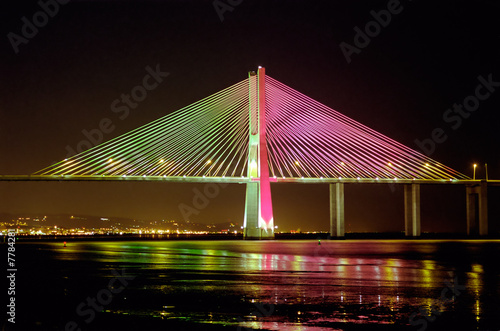 Vasco da Gama Bridge during Euro2004, Lisbon