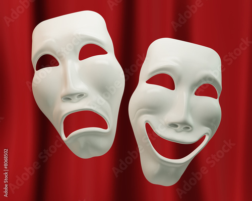 Drama and Comedy Masks. 3D illustration