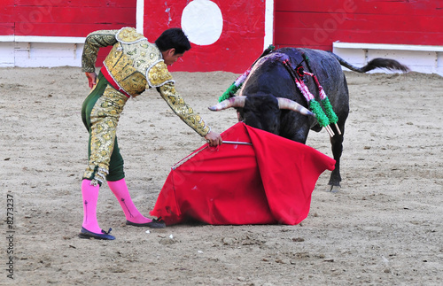 Matador with Cape waiting for Bull