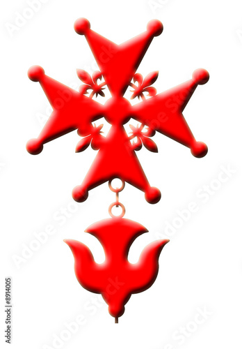 Hugenottenkreuz Hugenotten Kreuz Rot Relief