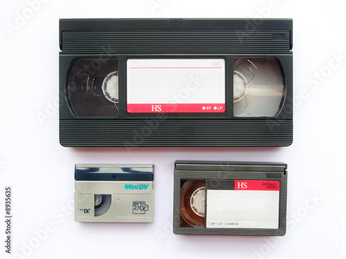 video tape cassette vhs dv isolated on white background