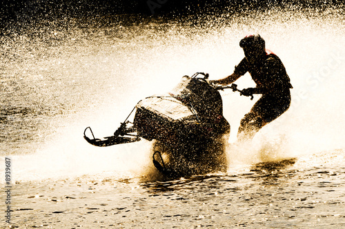 snowmobile driven on water