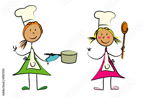 fillettes qui cuisinent