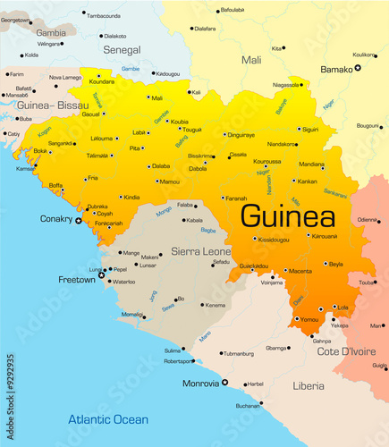 Abstract vector color map of Guinea country