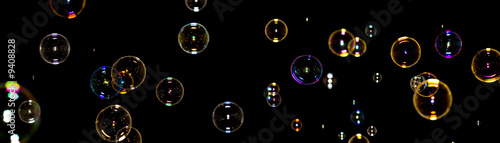 Color soap bubbles on black