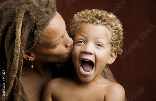 African American mother and biracial son