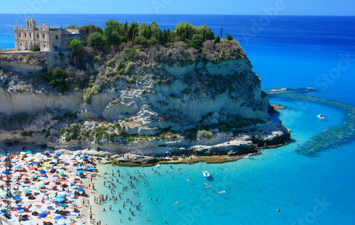 Scenic landscape with beach and Tropea peninsola