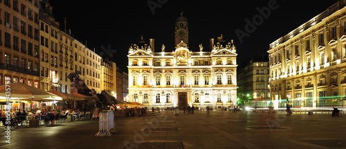 France, Lyon: night view of the town house