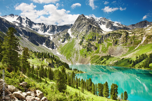 Beautiful turquoise lake in Altai mountains